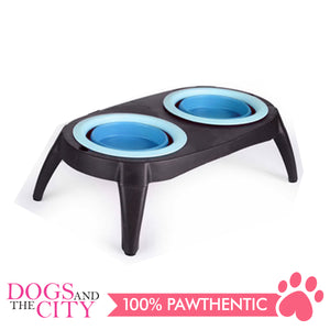DGZ Collapsible Silicone Double Pet Bowl Feeder with Stand