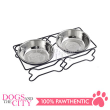 Load image into Gallery viewer, DGZ HCB-TJ26G Small Steel Frame Bone Shaped Stainless Steel Bowl 26*12.7*7Cm