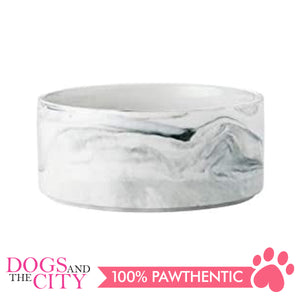 DGZ Nordic Ceramic Pet Bowl MARBLE Design 400ml Small 13cmx5cm for Dog and Cat