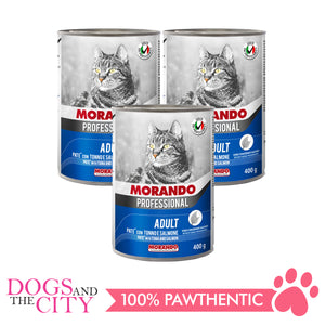 Morando Professional CAT Food Adult Pate Canned Tuna and Salmon 400g (3 cans)