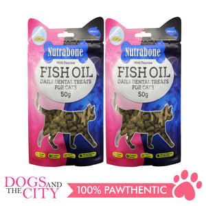 Nutrabone U017 Fish Oil Daily Dental Treats for CATS - FISH Crunchy Bites 50g (2 packs) - All Goodies for Your Pet