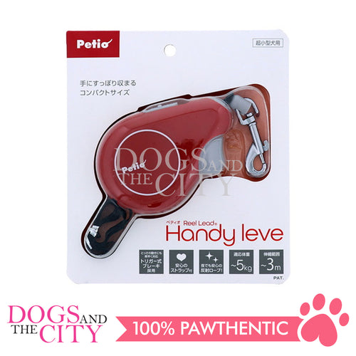 PETIO W50714 Reel Lead Automatic Hand Leve RED Pet Leash for 5Kg 3meters Small Dog and Cat