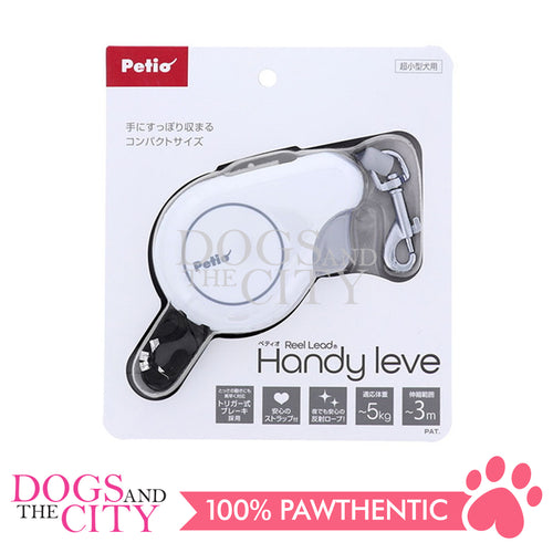 PETIO W50715 Reel Lead Automatic Hand Leve White Pet Leash for 5Kg 3meters Small Dog and Cat