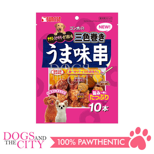 SUNRISE SGN-154 Rawhide Stick with Three Kinds of Materials for Dogs 10pcs