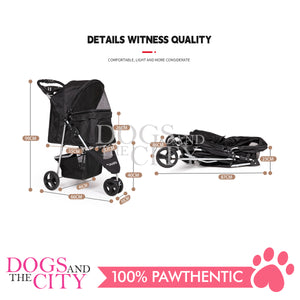 Mr. Giggles SP03 3 Wheels Pet Stroller with One Hand Folding Black for Dog and Cat