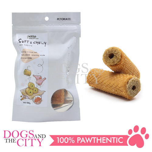 PETTO BAKE ARTISAN DOG TREATS Puffed Dental Stick Wraps with Chicken 100g
