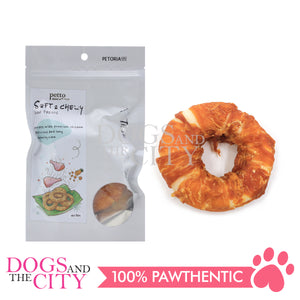 PETTO BAKE ARTISAN DOG TREATS Rawhide Donut Wraps with Chicken 70g
