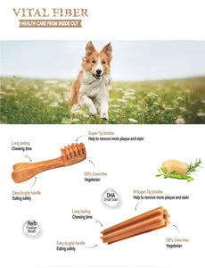 Dentalight 6847 3.7" Vital Fiber Brush Treats Medium Dog Bones 70g (2 packs) - Dogs And The City Online