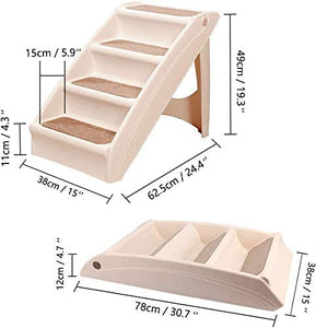 PAWISE 12589 Foldable Dog Steps Stairs 4 Steps Foldable