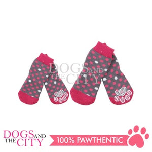 PAWISE 12993 Female Anti Slip Knit Pet Dog Socks - Polka Dots MEDIUM 4pc/pack 12cm for Dog