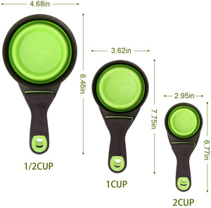 DGZ Collapsible Pet Scoop Silicone Measuring Cups Bag Clip and Travel Bowl for Cat and Dog SMALL