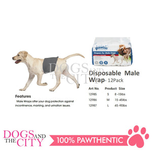 PAWISE  12985 Black Disposible Male Wrap Small  8-15 lbs 12pcs/pack