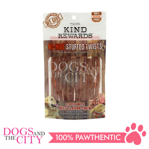 KIND REWARDS 9617-99 No Hide Stuffed Twist Beef Flavor with Peanut Butter Twist 100% Rawhide Free Chew Dog Treats 12pcs 66g