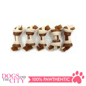 KIND REWARDS 9634 Bare Bones Knotted 2" Made with Real Peanut Butter Flavor 100% Rawhide Free Small Dog Treats 264g