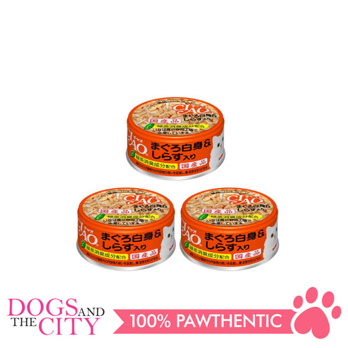 CIAO A-02  White Meat Tuna with Shirasu in Jelly Cat Wet Food 85g (3 cans)