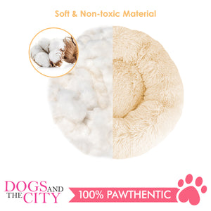 BM Donut Calming Pet Bed, Faux Fur Washable Bed for Pets, Marshmallow Cat or Dog Round Bed 70x70x26cm