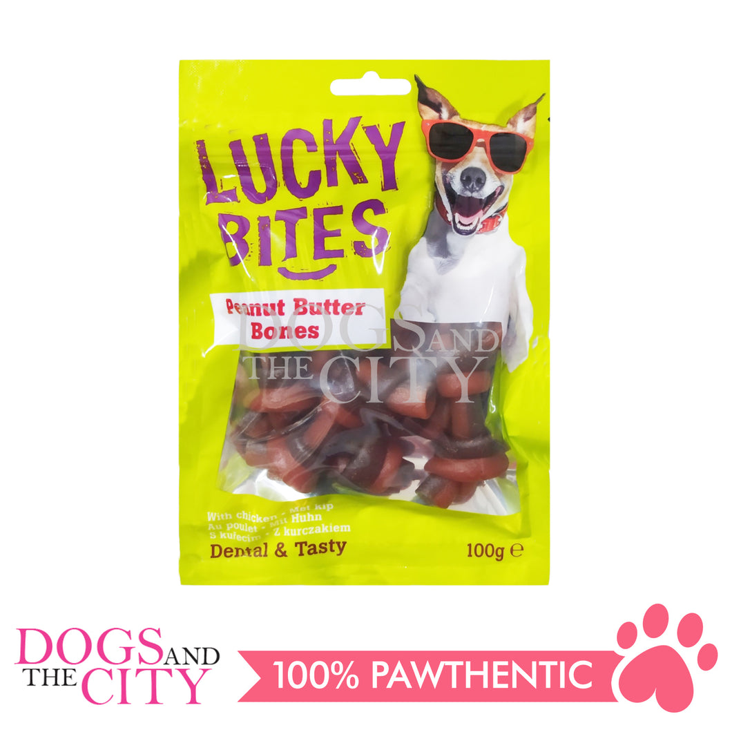 LUCKY BITES BN006 Peanut Butter Chew Bones Dog Treats 100g
