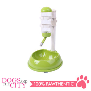DGZ P510 Pet Adjustable Stand Drinking Water Fountain with Food Feeder Bowl Set 400ml for Dog and Cat