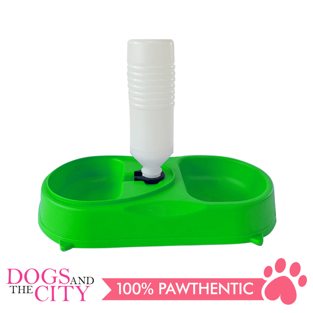 DGZ Pet Double Bowl with Bottle Feeder