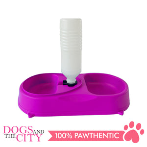 DGZ Pet Double Bowl with Bottle Feeder