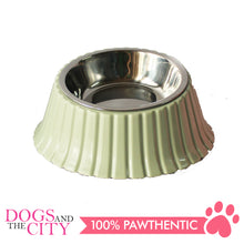 Load image into Gallery viewer, DGZ P1215-2  Plastic Pet Tilt Corrugated Designed Bowl with Stainless Insert Medium 400ml