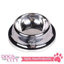 Load image into Gallery viewer, DGZ Stainless Steel Pet Bowl with Paw Embosed 18cm