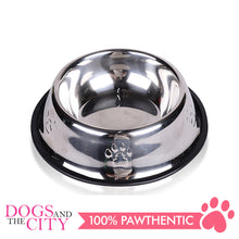 Load image into Gallery viewer, DGZ Stainless Steel Pet Bowl with Paw Embosed 22cm