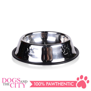 DGZ Stainless Steel Pet Bowl with Paw Embosed 22cm