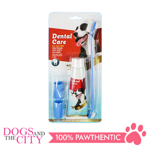 DGZ Pet Dog Dental Care 4in1 Set Toothpaste Beef Flavor 95g with 2 Finger Toothbrush and 1 Long Toothbrush