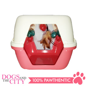 DGZ P1231 Square Cat House Furniture with Cat Toy 35x33x30cm