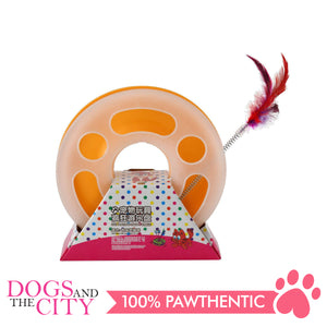 DGZ Round Feather Cat Toy Play Plate 25cm