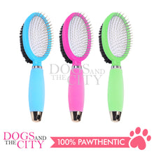 Load image into Gallery viewer, DGZ LG326 Large Double-Sided Pet Brush with Silicone Handle 12cm for Dog and Cat