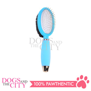 DGZ LG326 Large Double-Sided Pet Brush with Silicone Handle 12cm for Dog and Cat