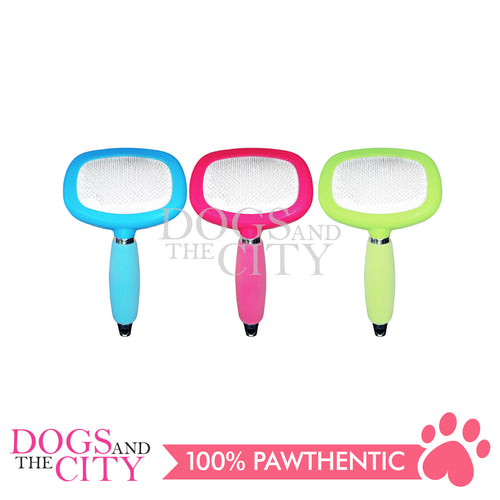 DGZ LG320 Pet Medium Slicker and Grooming Brush with Silicone handle 12cm for Dog and Cat