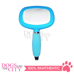 DGZ LG320 Pet Medium Slicker and Grooming Brush with Silicone handle 12cm for Dog and Cat