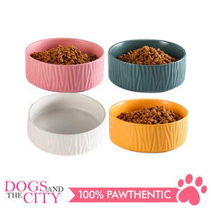 Dgz Nordic Ceramic Textured Pet Bowl 400ml Small 13cmx5cm for Dog and Cat