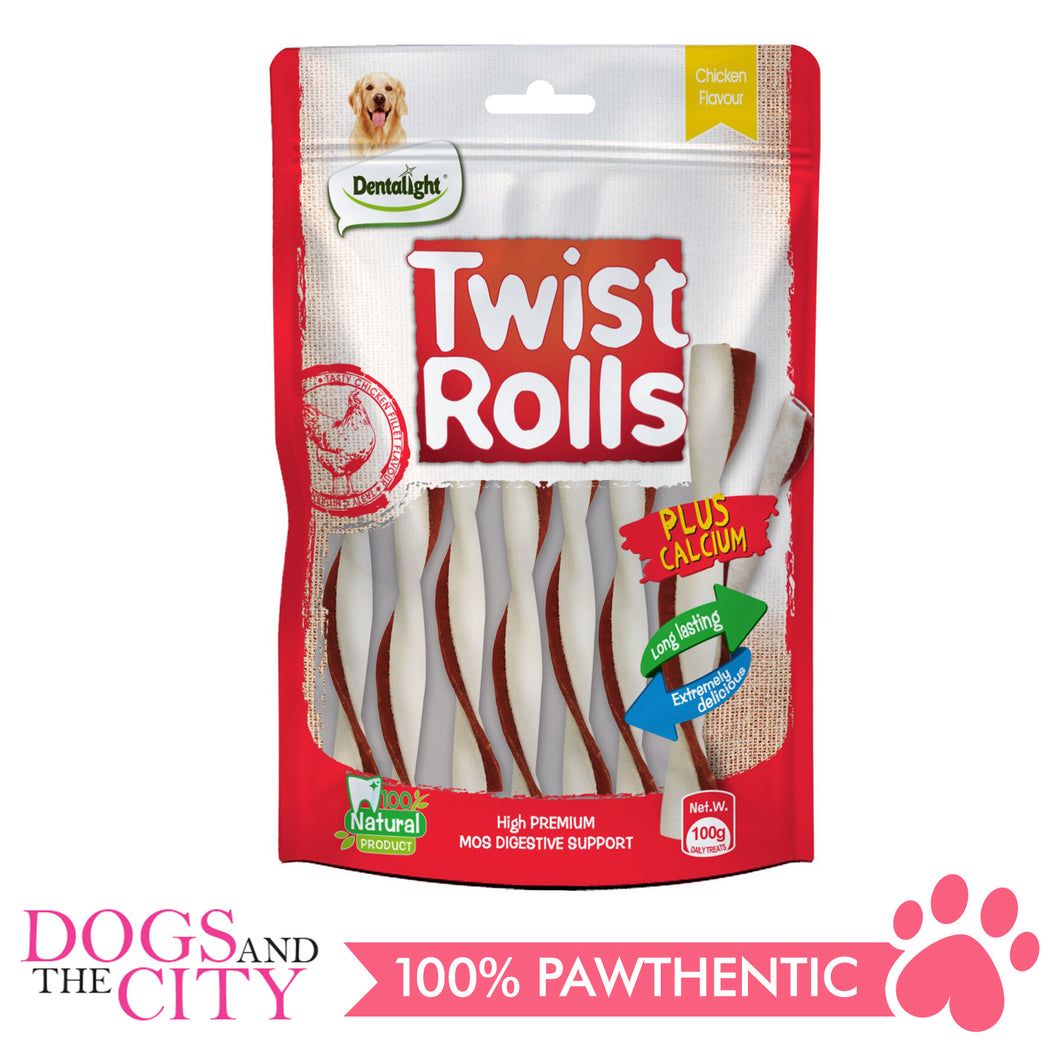 Dentalight 9466 Twist Rolls Chicken Flavor Dog Treats 100g - Dogs And The City Online