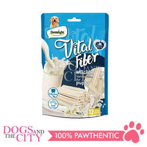 DENTALIGHT 10776 3" Vital Fiber Wellbar Sticks for PUPPY 12pcs/pack 80g with Goat's Milk, Vanilla Flavor Dog Treats