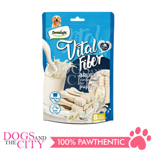 DENTALIGHT 10783 2.7" Vital Fiber Brush for PUPPY 8pcs/pack 80g with Goat's Milk, Vanilla Flavor