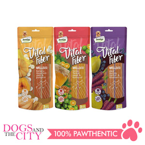 Dentalight 10813 8" Vital Fiber Wellbar×3pcs LARGE 250g Pear, Purple Carrot, Blueberry Dog Treats