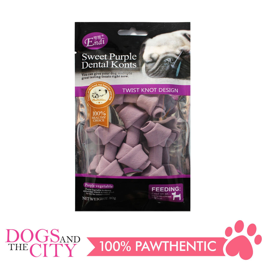 Endi E009 Sweet Purple Dental Knots Dog Treats 80G - All Goodies for Your Pet