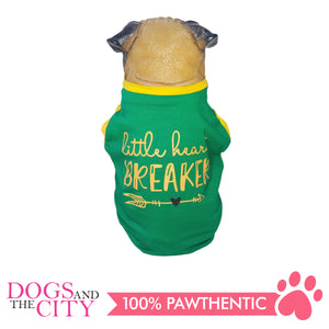 DOGGIESTAR Pet T-shirt Little Heart Breaker Green Dog Clothes