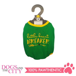 DOGGIESTAR Pet T-shirt Little Heart Breaker Green Dog Clothes