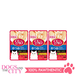 CIAO IC-204 Tuna (Katsuo) & Chicken Fillet Topping Dried Bonito Cat Treat 40g (3 Packs)