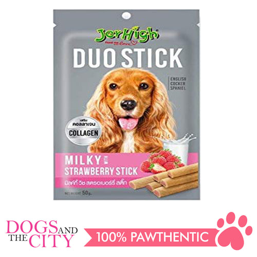 JerHigh Duo Milky with Strawberry Stick 50g - Dogs And The City Online