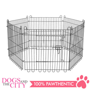 JX 6 Panels Pet Play Pen 70x70cm Black for Dog and Cat