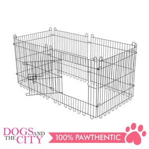 JX 6 Panels Pet Play Pen 70x70cm Black for Dog and Cat