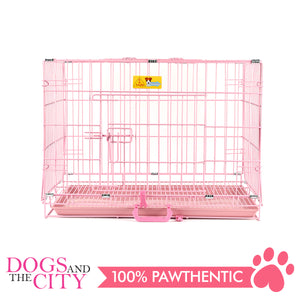 JX D214MA Foldable Pet Cage 45x30x37cm Size 1 Pink - All Goodies for Your Pet