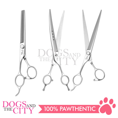 SHARK TEETH 4 Star Series Professional Pet Grooming Scissors Dog Shears Curved