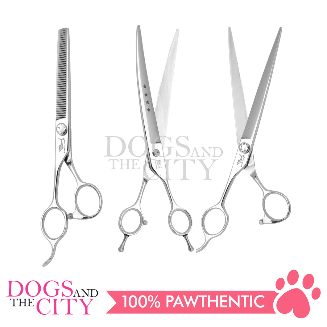 SHARK TEETH 4 Star Series Professional Pet Grooming Scissors Dog Shears Curved